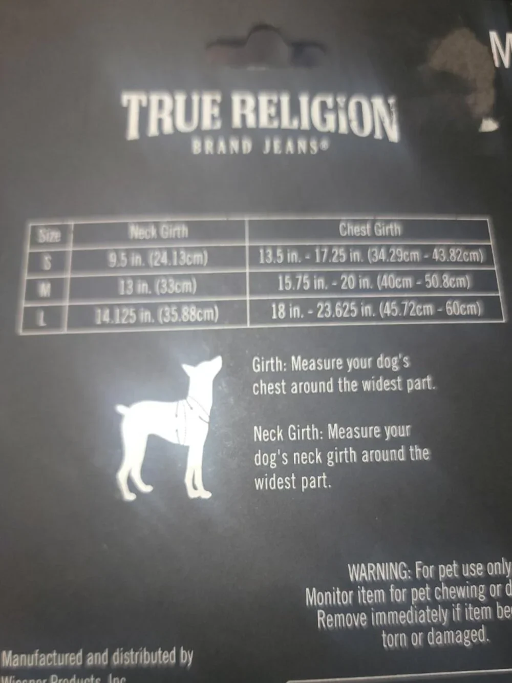 True Religion Pet Harness Medium Black Logo Print Adjustable Dog Harness NWT
